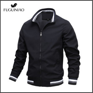 FUGUINIAO Mens Bomber Jacket Autumn Male Slim Fit Windbreaker Jacket Solid Color New Fashion Stand Collar Windbreaker Free Shopping