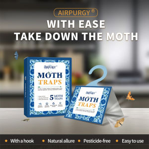 4 Boxes (5 Sheets Each) Airpurgy Moth Traps with Hooks - 20 Total Hanging Pest Control