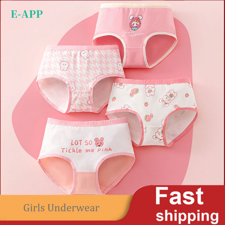 4Pcs/Set Cotton Baby Girls Panties Soft Briefs Cute Underpants for 3 4 5 6 7 8 Years Kids Underwear