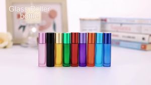 Kesell 10ml Glass Essential Oil Roller Bottles 10-Pack Black Stainless Steel Roller Ball Leak-Proof Travel Size for Perfume Cosmetic Sample