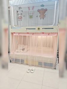 Manual installation of mosquito nets on mother and child beds with a height of 1.2m and a height of 1.5m Trapezoidal household bunk beds for children