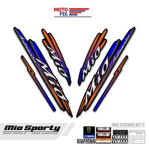 Stiker Striping Decal Body Motor Yamaha Mio Sporty Atau Smile Garnis Urban Motif Font Simple Warna