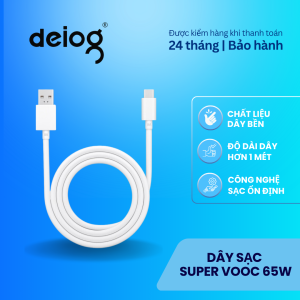 Dây sạc nhanh Type C Super VOOC 65W truyền dữ liệu tốc độ cao tương thích nhiều thiết bị App