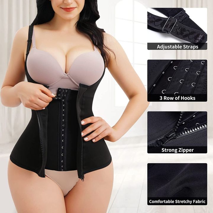 Zipper Hook Women Body Shaper Underbust Control Vest Corset