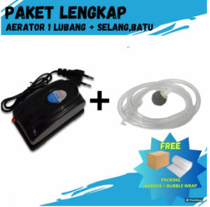 Paket Gelembung Udara aerator 1 lubang plus batu airstone siap pakai