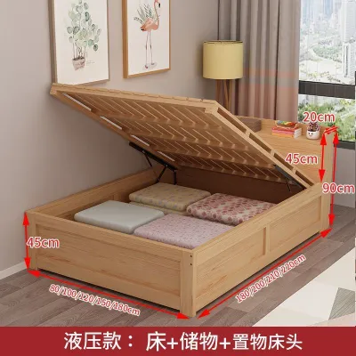 Childrens Bed Solid Wood Single Bed 1.0m Small Bed Pine Storage Bed Bookshelf Bed Small Apartment