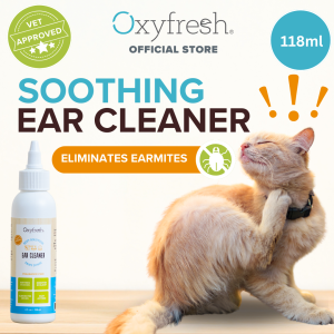 Oxyfresh® Pet Ear Cleaner - Water-Based - Cat Ear mite/Earmite | Pembersih Telinga Kucing (30/118ml)