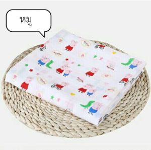 (🚚 ส่งฟรี อย่าลืมเก็บคูปอง) 🎎ผ้าห่อตัวเด็ก ผ้าห่อตัวมัสลิน ผ้าห่อตัวมัสลินคอตตอน  Muslin Swaddles ขนาด 120x120 cm. ผ้าห่อตัว ผืนใหญ่ ลายน่ารัก