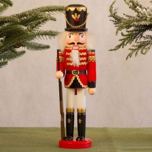 WEETE Cổ điển Kẹp hạt dẻ giáng sinh Đồ thủ công Sơn Búp bê lính Nguồn cung cấp mùa vọng 30cm Bức tượng thủ công Năm mới