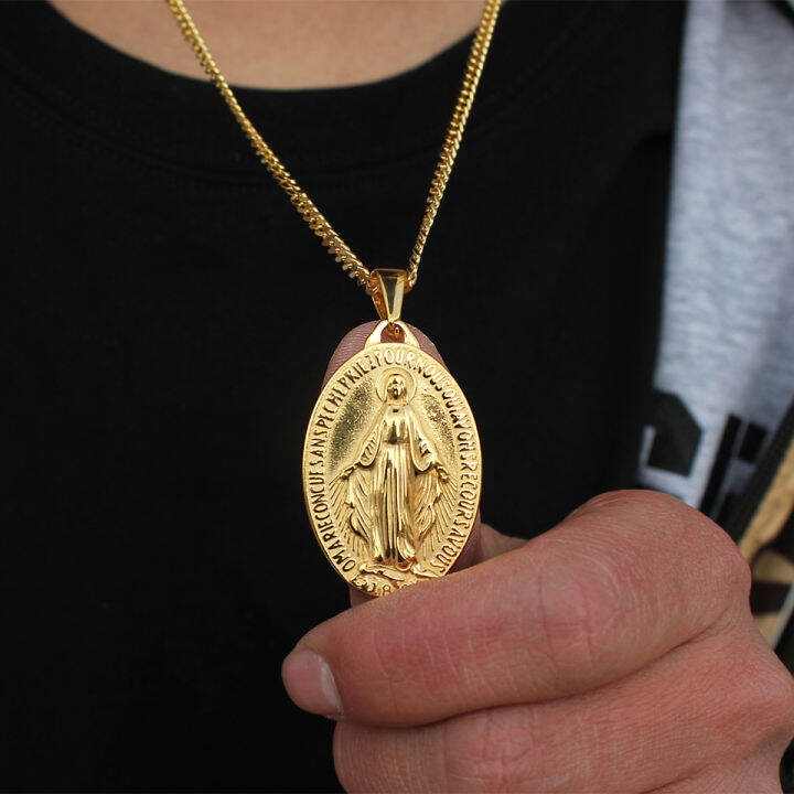 Miraculous medal sale pendant gold