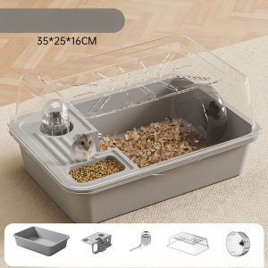 SKISOPGO Hamster Cage Compact Cute Hamster Box Sangkar Hamster Comel Winter Hamster House Dwarf Hamster Cage Full Set