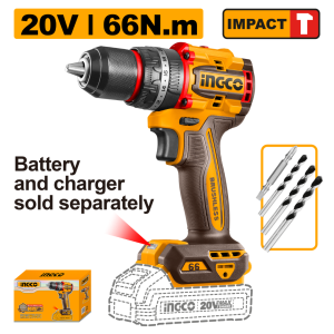 INGCO 20V 66NM CORDLESS IMPACT DRILL | COMPACT BRUSHLESS MOTOR | CIDLI20668 CIDLI206681