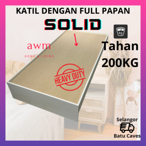 AWM Single Bed Frame Katil bujang Katil Single White Bed Frame Solid Bedframe Individual Bedframe