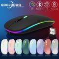 GOOJODOQ Wireless Mouse Rechargeable Bluetooth Mouse for Laptop Rechargeable Mouse Dual Mode 2.4Ghz USB + Bluetooth Mouse For Computer Silent Wireless Mouse LED Backlit. 