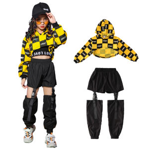 LOlanta เด็กผู้หญิงเสื้อผ้าฮิปฮอปแจ๊สตรีทชุดเสื้อผ้าเต้นเด็กฮูดี้พืชกีฬา เสื้อผ้าเสื้อกั๊กด้านบน Joggers กางเกงเสื้อผ้าเวทีประสิทธิภาพสวมใ