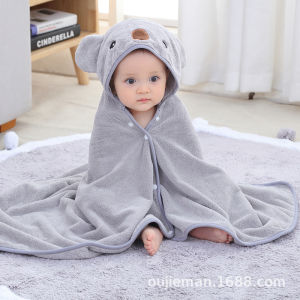 Childrens Coral Fleece Bath Towel Cape Cloak Wearable Absorbent Cartoon Hooded Bath Towel Hooded Infants Baby Babys Blanket