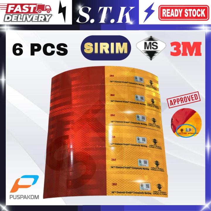 6 PCS (1 SET) 3M SIRIM Side Marking Reflective Sticker / J5 TYPE 5 ...