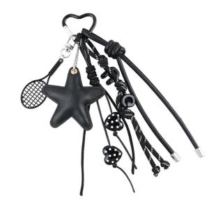 Braided Rope Keychain for Women Handbag Charms Fashion Stars Keychain Accessories Valentines Day Gifts Car Key Rings