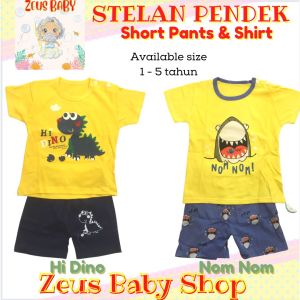 setelan anak pendek bayi dan anak motif - stelan anak baju pendek - baju oblong pendek motif lucu