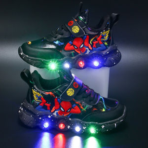Kids shoes velcro Led shoes for kids boy rubber light up coton shoes for kids size 23-34