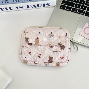 HEIRSTORE60RE4 Đa chức năng Ví đựng tiền xu hình hoa hoạt hình Hộp đựng ID chần bông Di động Túi đựng thẻ Ví đựng tiền xu chìa khóa Túi đựng đồ chần bông dễ thương