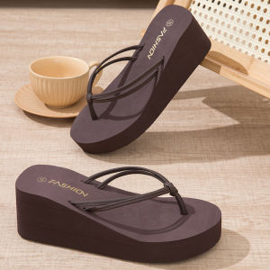 [Free Shipping] Double-Strap Wedge Heel Platform Flip-Flops For Women Suitable For Outdoor Wear In Summer Beach And Seaside With Anti-Slip And Odor-Resistant Features