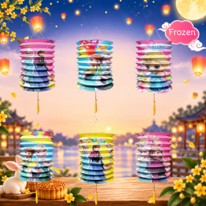 SG Kids Mid Autumn Paper Lantern Cute Cartoon LED Lantern Battery Included