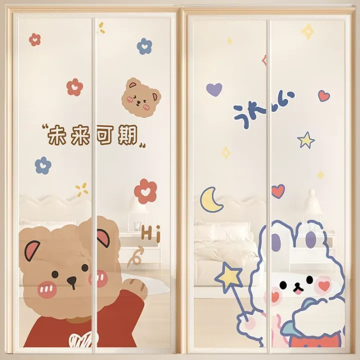 【店铺热销】夏季卡皮巴拉防蚊门帘加宽魔术贴加密磁块自吸式儿童房透气纱门帘 | Lazada