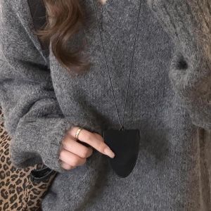 MEEU Anti-lost Pu Leather ic Glasses Clip Leopard Print Pendant Long Necklace Multi-purpose Neck Hanging Eyeglasses Storage Bag Girl