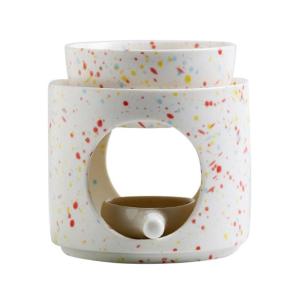 Colorful Dots Ceramics Aromas Lamp with Tealight Spoon and Removable Bowl Essential Oil Burners Scented Diffuser Set