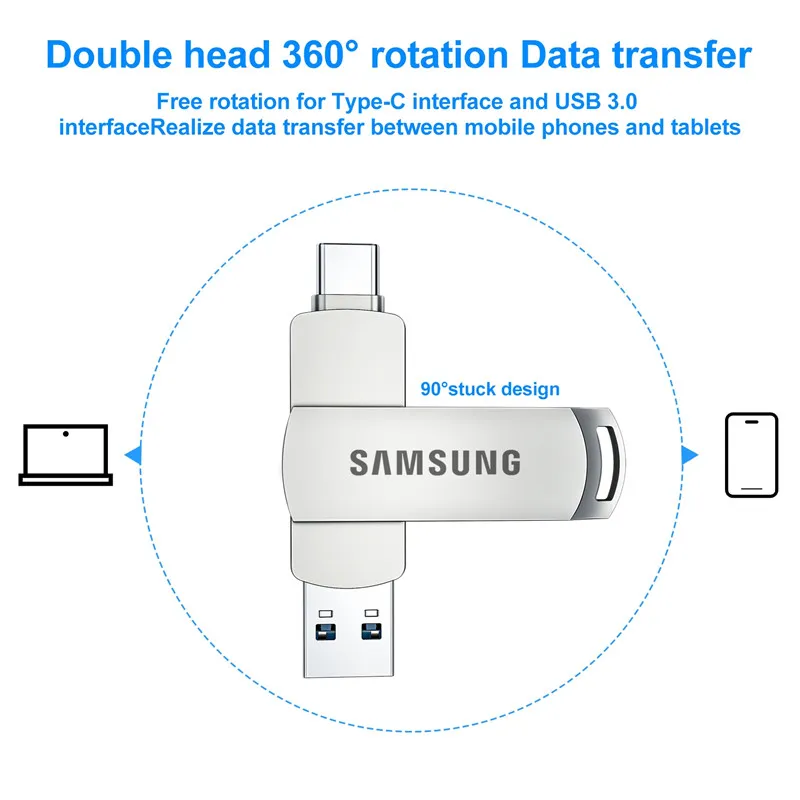 SAMSUNG OTG TYPE-C USB Flash Drive 1TB 2TB Pen Drive Waterproof  Pendrive Flash Disk for Android PC