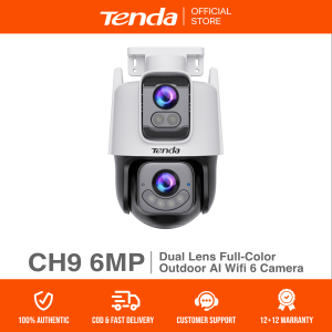 Tenda CH9 6MP Full Color Security Wifi 6 AI Camera | Dual Lens | Wireless CCTV | Weather Proof | Sound & Light Alarm