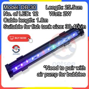 PETSEE Lampu Akuarium Murah Ikan Fish Tank LED Light Aquarium Submersible 1ft Blue White Mini Bubble Lamp Red Pink with
