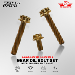 MOKOTO GEAR OIL BOLTS SET GOLD FLOWER TYPE FOR HONDA CLICK 125 CLICK 150 MOTORCYCLE 3PCS SPEEDMOTO