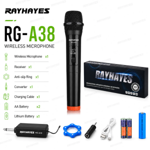 RAYHAYES Wireless Microphone Bluetooth with Reciever Dual Handheld Karaoke Mic for Karaoke
