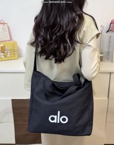 Alo Canvas Tote Bag Large Capacity Double Handle Shoulder Bag Minimalist Logo Lightweight Gym Travel Shopping Daily Women Handbag