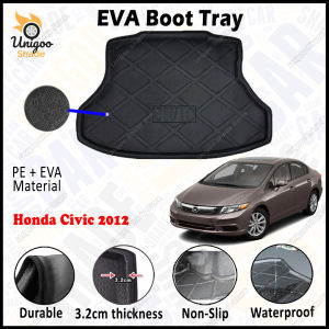 For Honda Civic 2012 EVA Copolymer Boot Tray Luggage Cargo Trunk Tray Dulang But Kereta 汽车后备箱垫 Waterproof Durable Non-Slip Custom-Fit Easy To Clean Easy Install Temperature Resistant