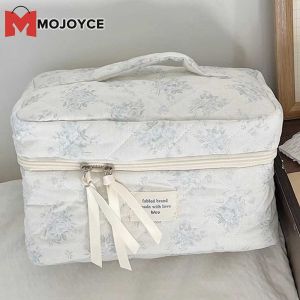 Mojoyce phụ nữ sang trọng khay đựng mỹ phẩm túi với bông thiết kế dung tích lớn cho du lịch và sử dụng ngoài trời