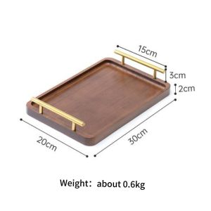 Bamboo and wood tea tray rectangular solid wood serving tray Kung Fu tea cup tray with handle bamboo