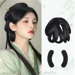 SUTONGXUE 1/3/4pcs Phong cách Trung Quốc Tóc giả hóa trang Hanfu Cổ xưa Sợi chịu nhiệt Búi Tóc hoài cổ Dễ thương Tự nhiên Tóc Giả Hanfu truyền thống Nữ/Nữ