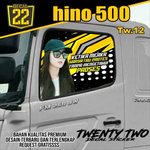 STIKER ONE WAY HINO 500 STIKER KACA SAMPING TRUK HINO 500 DESAIN TERBARU KODE TW.12