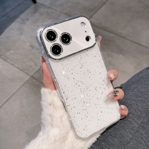 Bling Glitter Foil Protective Phone Case For iPhone 17 16 15 14 13 Pro Max Korean Electroplated CD Texture Large Window Cover