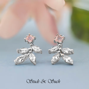 [Studs & Such] 925 Silver Shining Cubic Zirconia Petals Stud Earrings