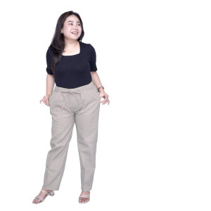 Putri Nasya Celana Kerja Kantor Standard Tali (NON STRETCH) Bigsize / Celana Wanita Jumbo / Celana Kerja Seragam Wanita Big / Celana Bahan Wanita Formal Super Jumbo Kekinian / Celana Bahan Katun Kantor Kekinian Terbaru Karet Big Wanita