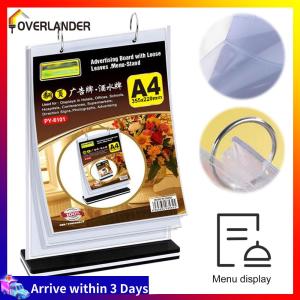 Set of 2 A4 Menu Display Stands Durable Clear Plastic Double-Sided Holders for Food and Beverage Menus