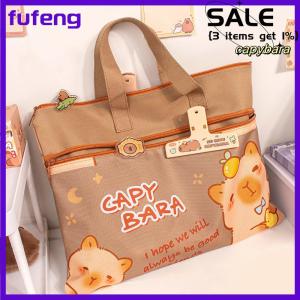 fufeng Vải capybara sinh viên hướng dẫn túi công suất lớn với dây kéo Tote trường gói Văn Phòng TrườNg cung cấp tập tin Túi sinh viên