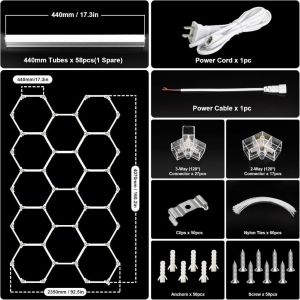 Hexagon LED Lighting Car 220V LED Tube Honeycomb Ceiling Lighting For Auto Car Body Repair LED Workshop Computer Shop Motor Show Room Garage Light Hexagon Lights Lamp