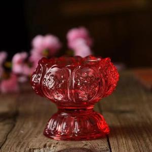 已开光 招财 七彩琉璃灯新款古代灯盏灯油灯座莲花琉璃底座油灯贡品蜡烛台座 Fortune Colorful Glass Lamp New Ancient Lamp Lamp Oil Lamp Holder Lotus Glaze Base Oil Lamp Tribute Candle Stand