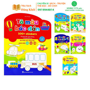 Sách - Bộ Tô Màu Bóc Dán 100+ Stickers (Song Ngữ Anh – Việt) bộ 6 quyển