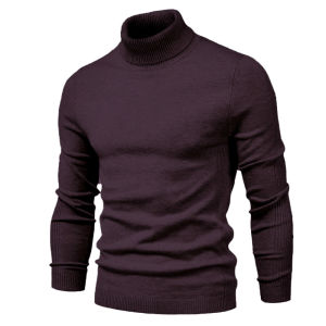 IELGY New Casual Mens Solid Color Pullover Turtleneck Mens Casual Knitwear